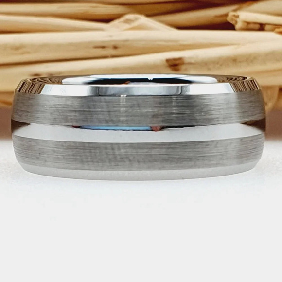"Silver Tungsten Wedding Band for Men & Women, GALTUN074 - Picture 4 of 4